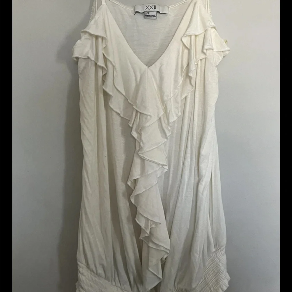 Forever 21 Women's Cream Ruffle Dress - Picture 1 of 7
